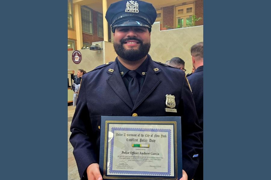 Andrew Garcia - a Patchogue-Medford 2015 alumnus, earned an NYPD honor.