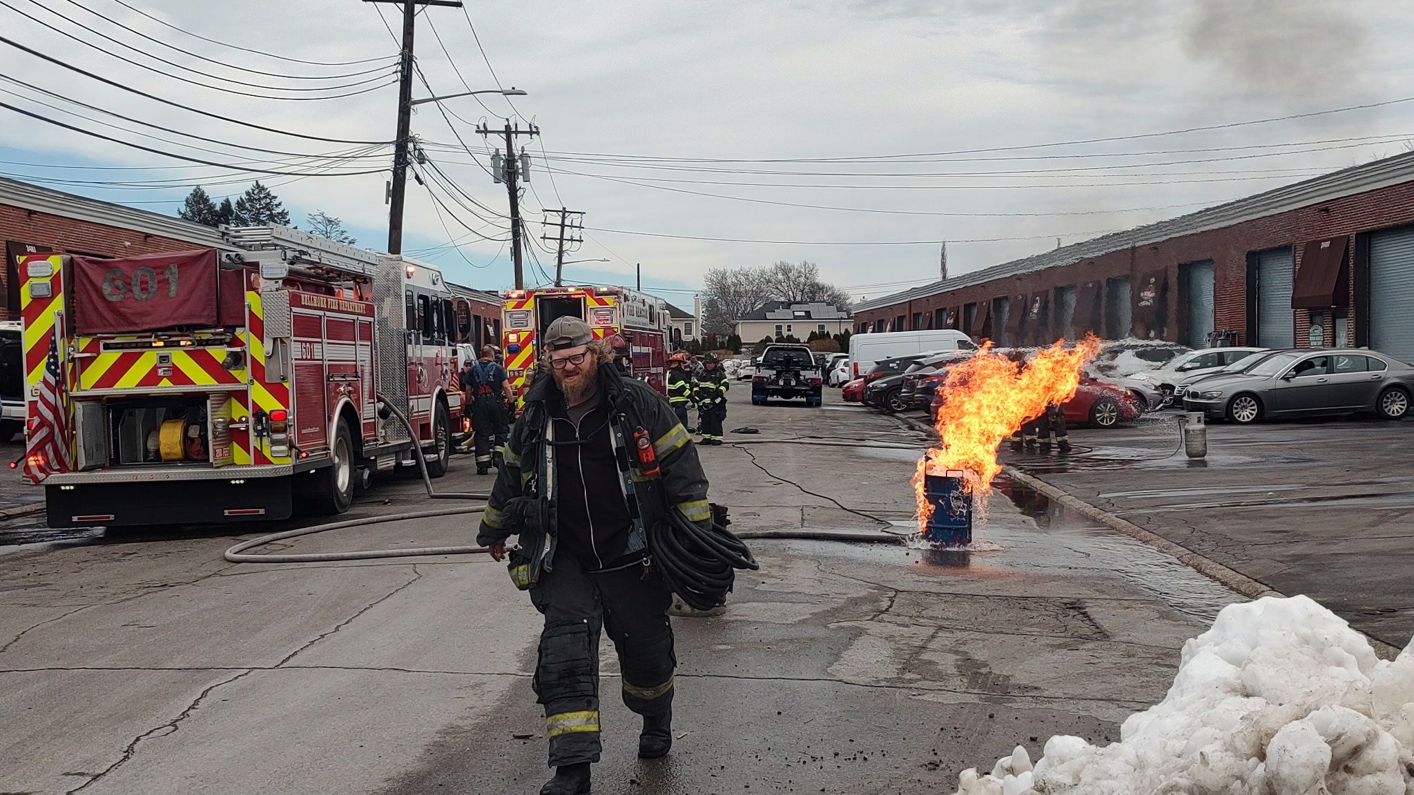 Firefighters defuse the situation in Bellmore.
